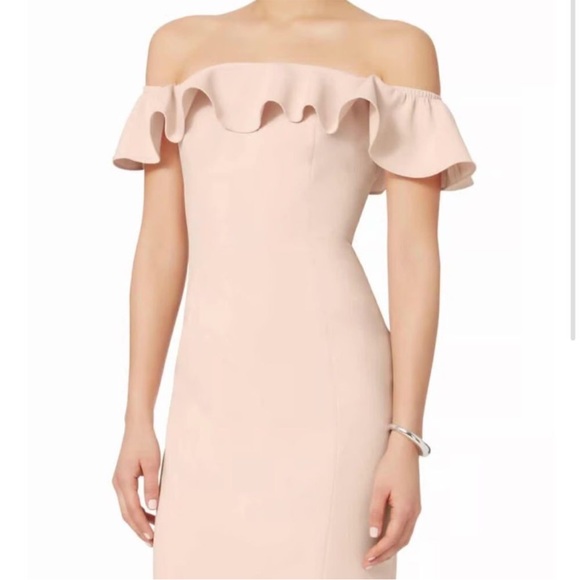 NWT JAYGODFREY Rollins Off shoulder ruffle top midi dress pink rose 2 - Picture 3 of 16